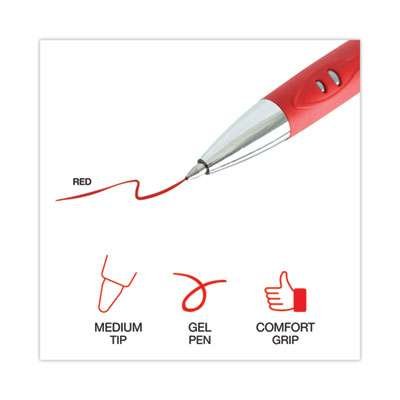 Universal Comfort Grip Gel Pen, Red Ink, Pack of 12 - Image 3