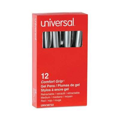 Universal Comfort Grip Gel Pen, Red Ink, Pack of 12 - Image 2