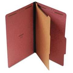 Universal Four-Section Pressboard Classification Folders, 1 Divider, Legal Size, Red, Box of 10